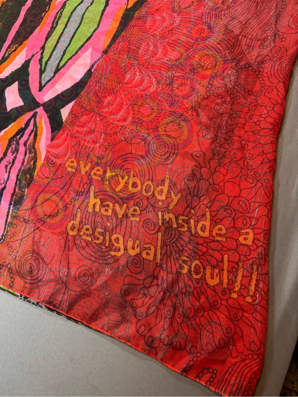Desigual Multicolor Floral Shawl in Pink Orange Green - Picture 5 of 7